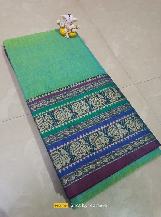 Light green Narayanpet Cotton  sarees