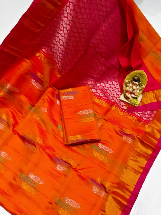 Orange uppada 4 ply pattu sarees