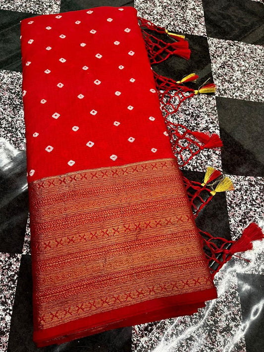 Chilli red Banarasi muga silk sarees