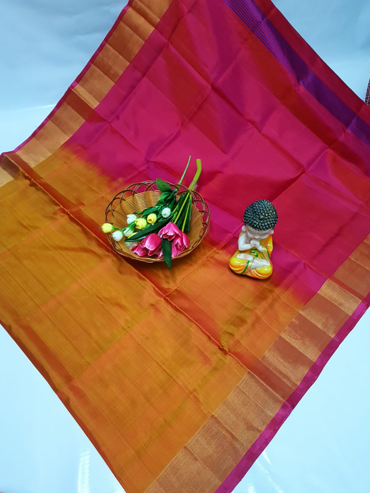 Gold uppada plain silk sarees