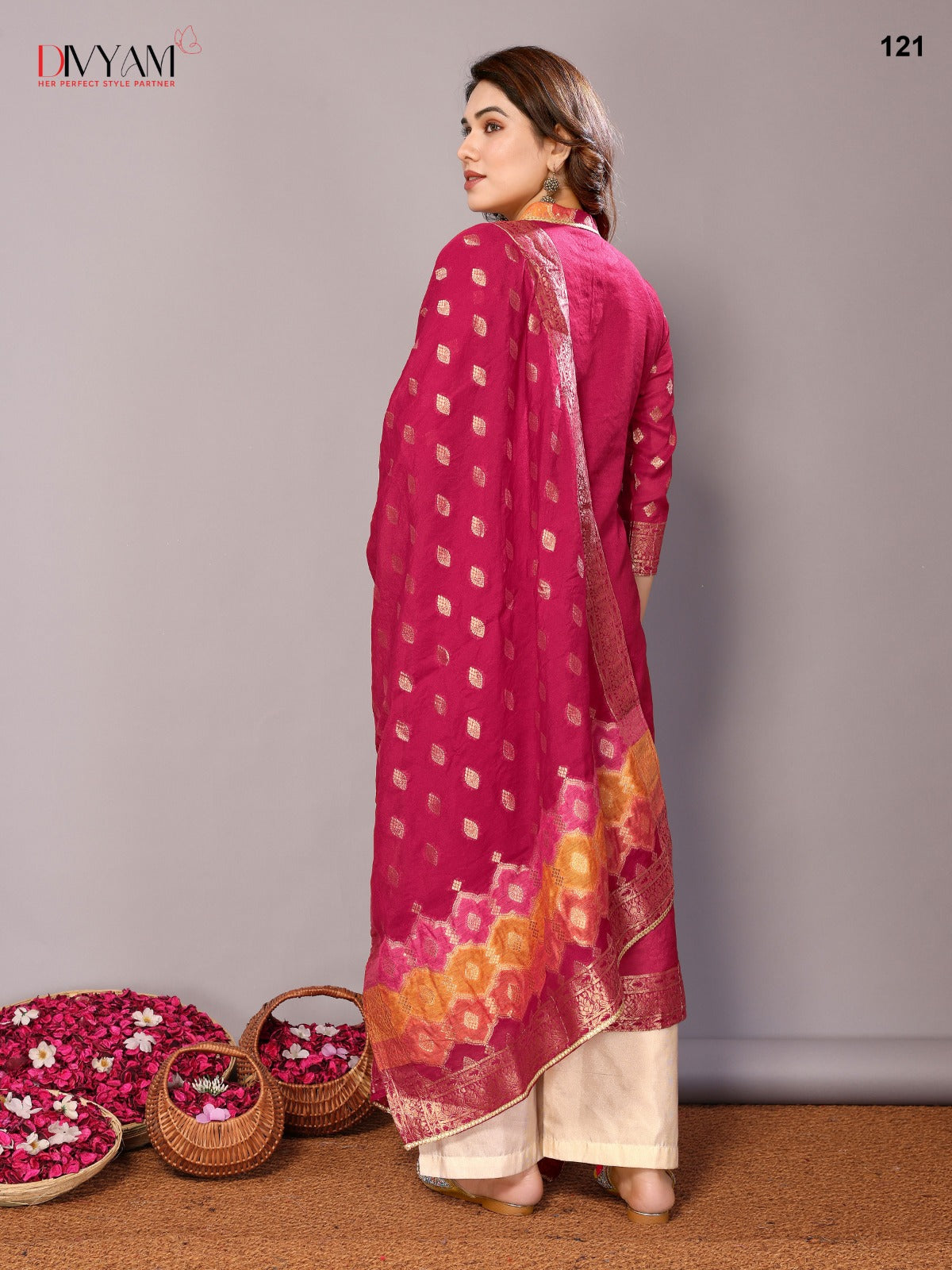 Red chanderi readymade suits