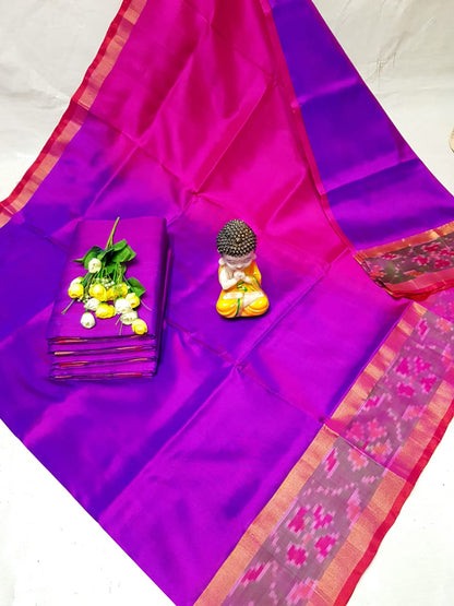 Purple Uppada sarees with small pochampally border