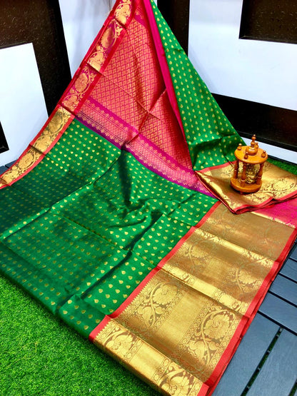 Dark green Kuppadam kanchi border sarees