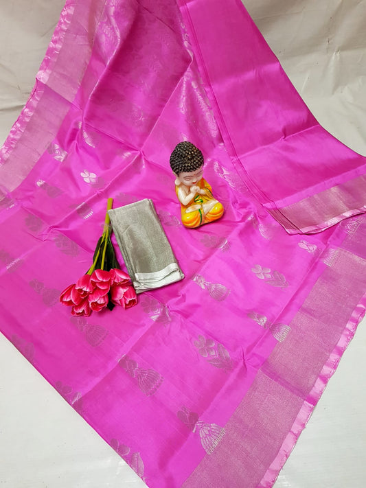 Fuchsia pink handloom Uppada silk sarees