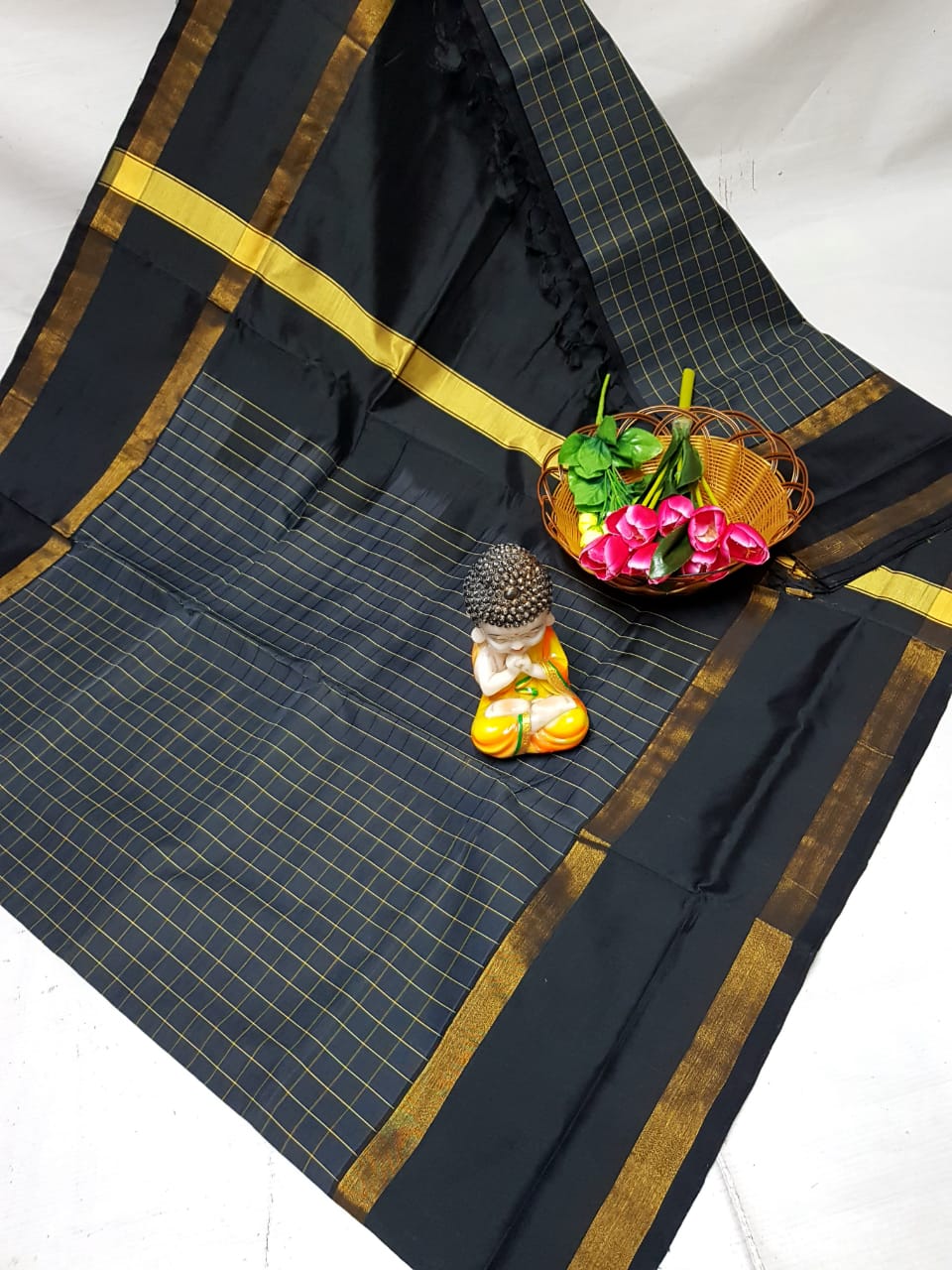 Black Tripura silk mahanati checks sarees