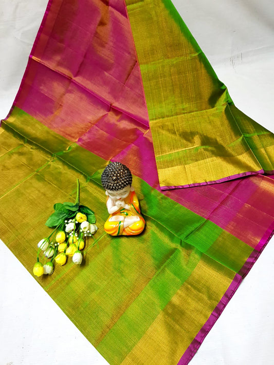 Parrot green Uppada tissue sarees