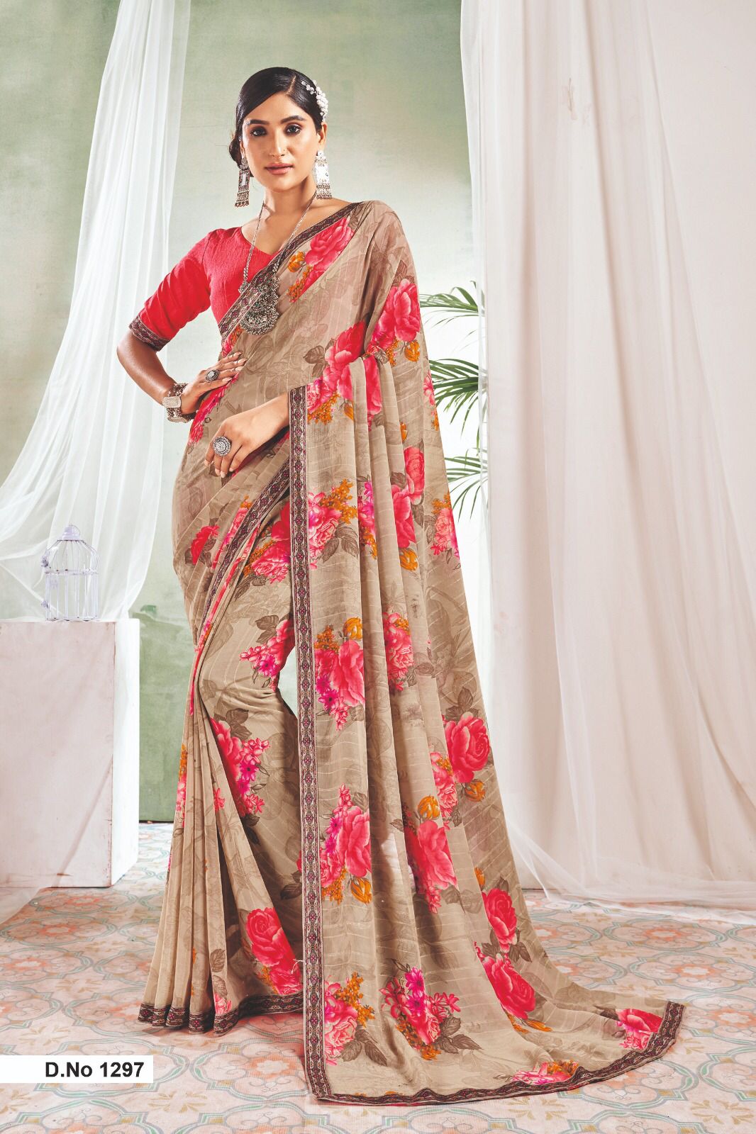 Light brown georgette sarees