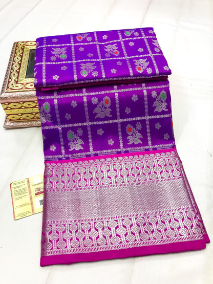 Dark purple Pure Venkatagiri silk sarees