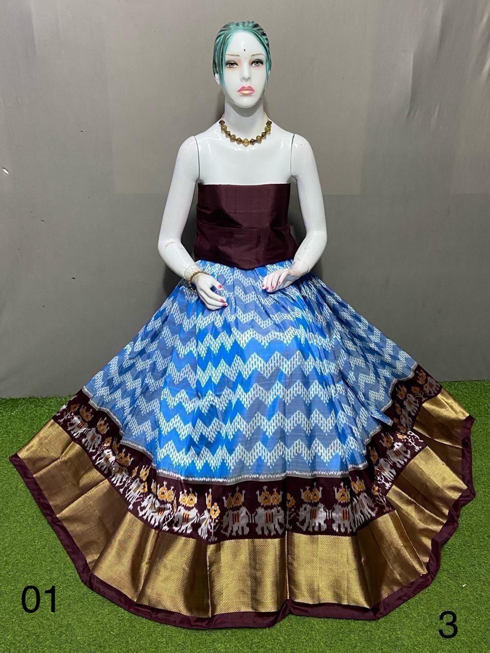 Pure pochampally ikkat silk lehenga