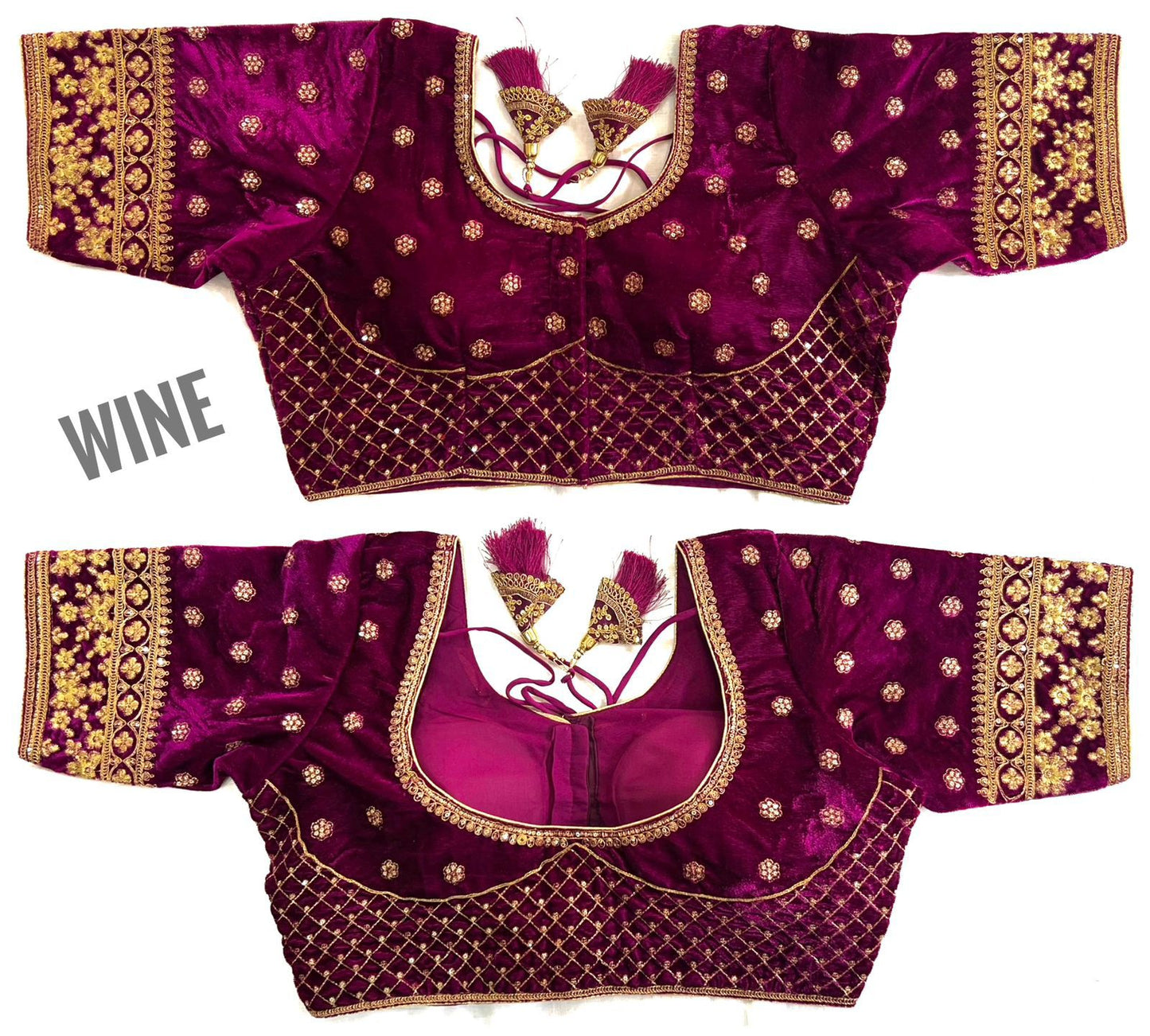 Wine readymade velvet blouse