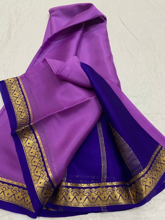 Purple Pure Mysore crepe silk sarees