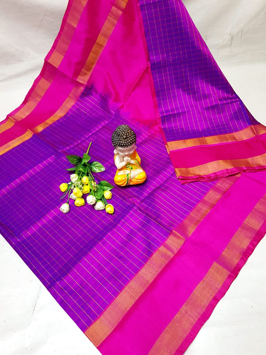 Purple uppada mahanati checks sarees