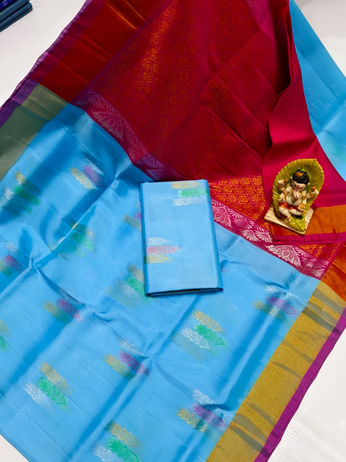 Pastel blue uppada 4 ply pattu sarees