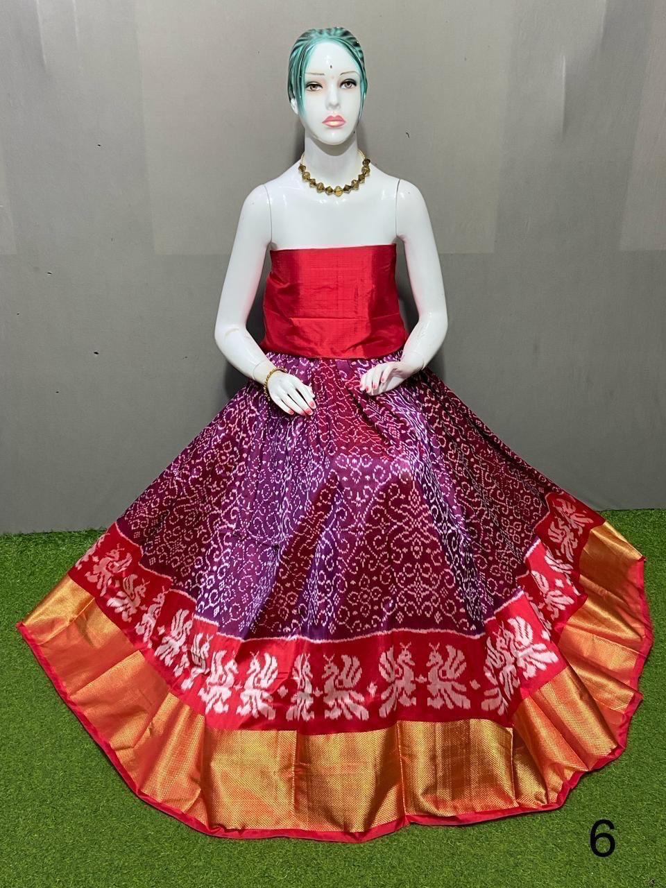 Pure pochampally ikkat silk lehenga