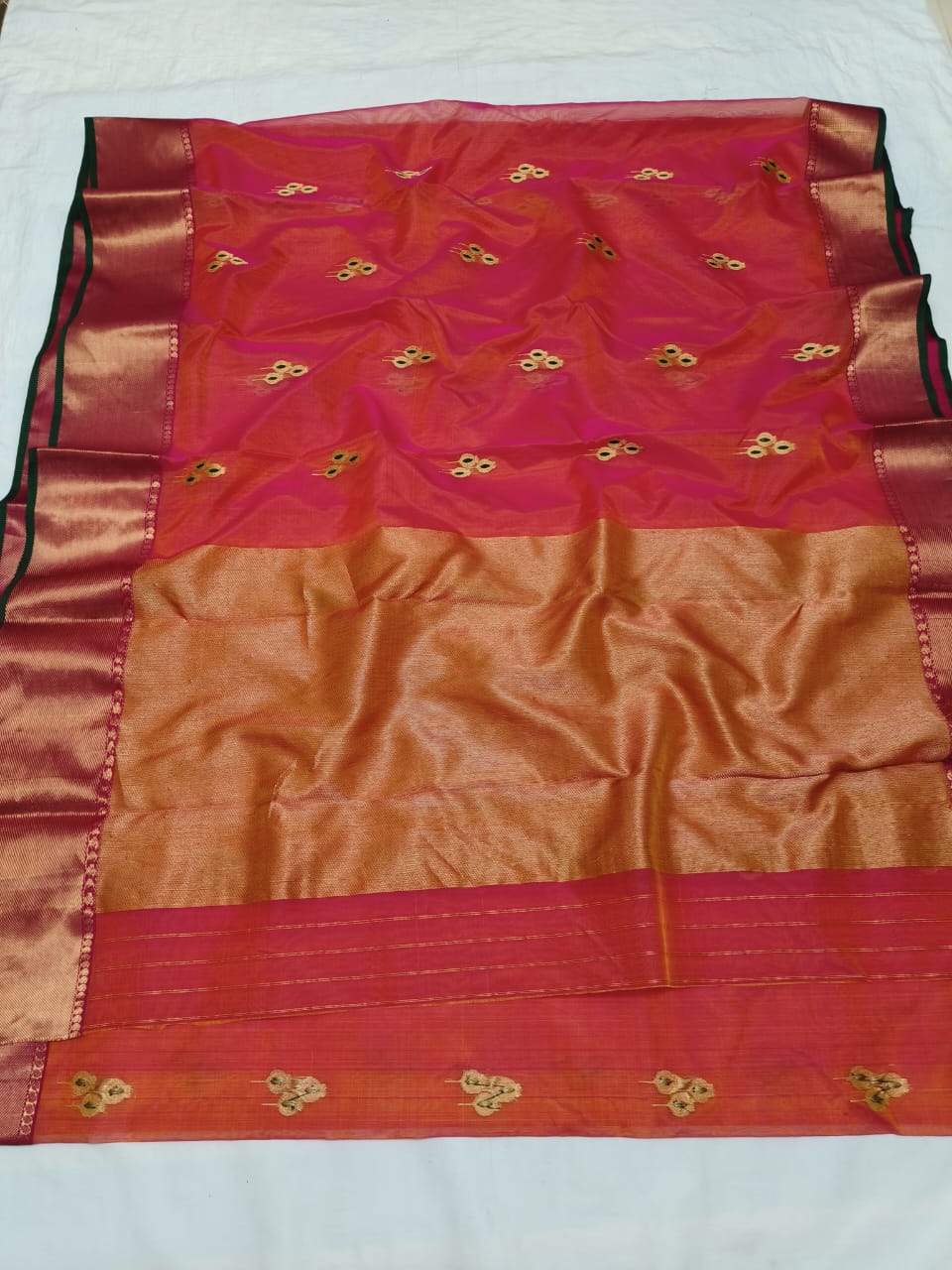 Orange chanderi katan silk sarees