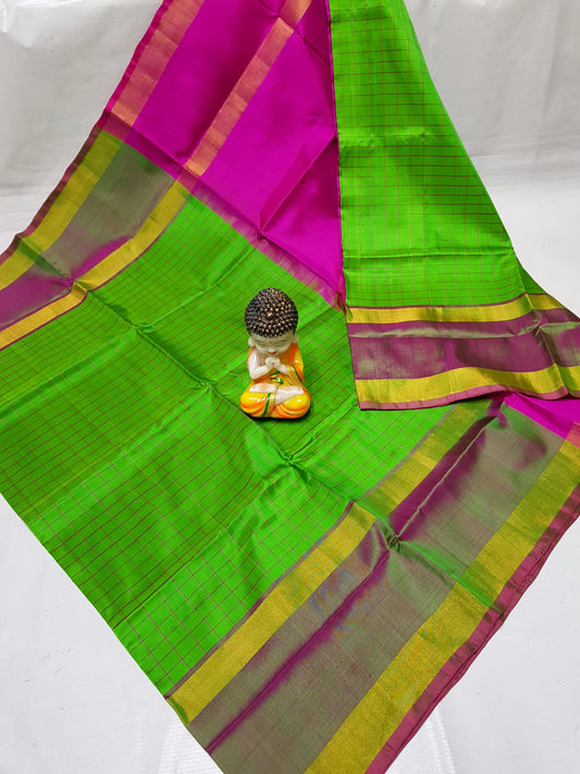 Parrot green uppada mahanati checks sarees