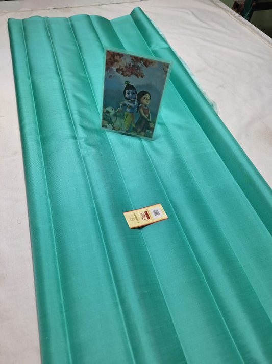 Turquoise Pure kanchipuram plain silk sarees