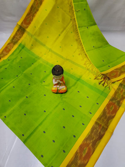 Green Tripura silk sarees with Pochampally border