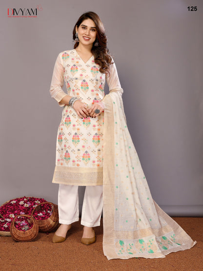 Off white chanderi readymade suits