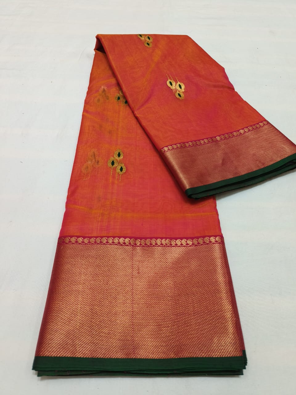 Orange chanderi katan silk sarees