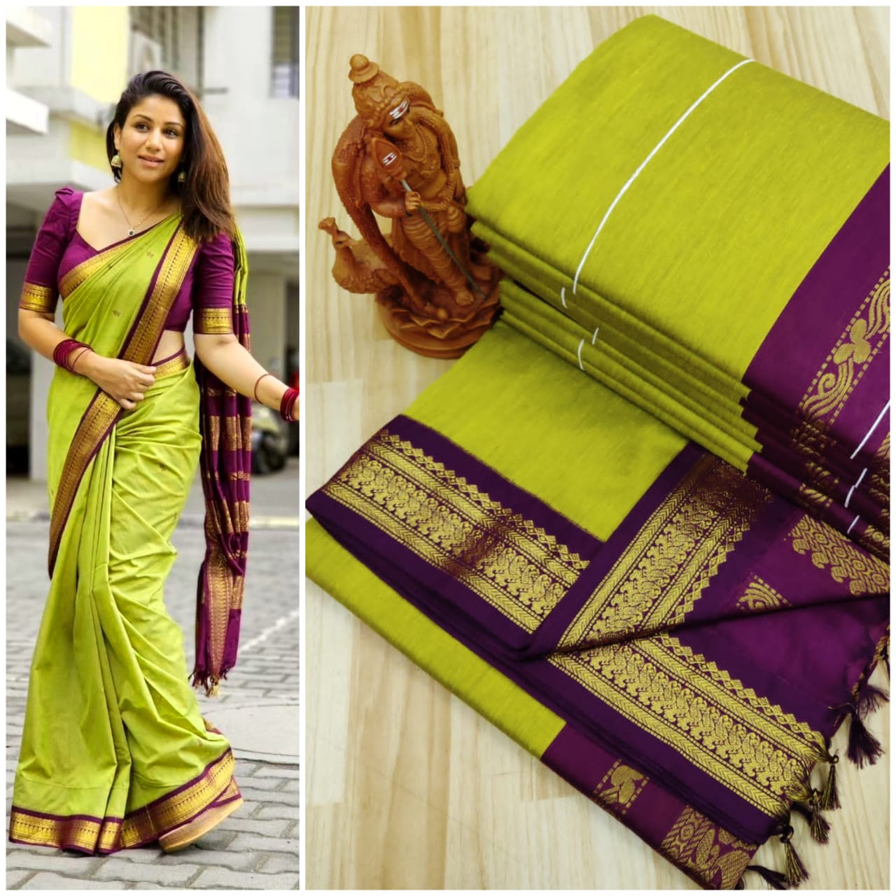 Green kalyani cotton sarees