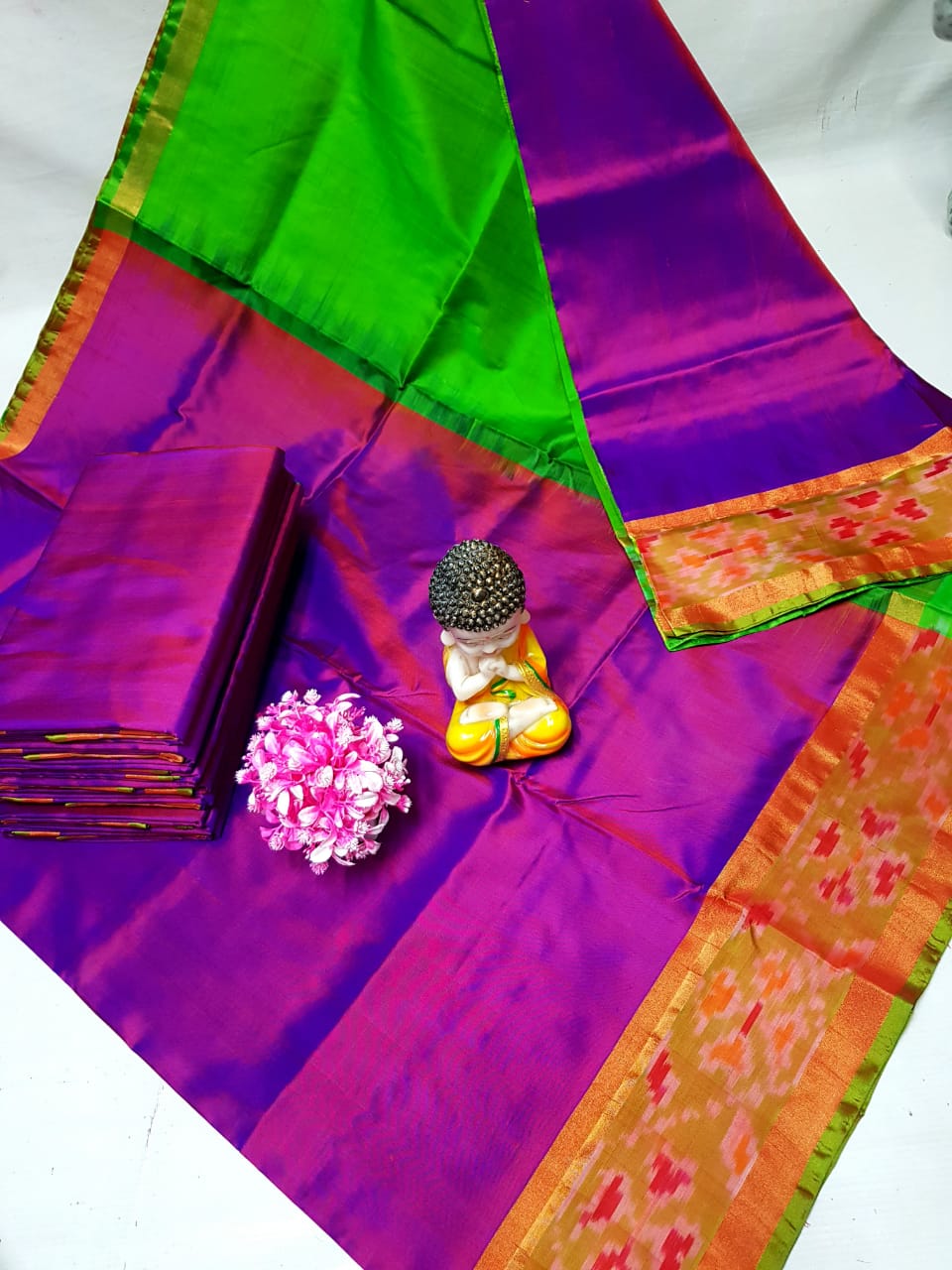 Purple Uppada sarees with small pochampally border