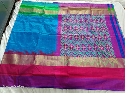 Light blue pochampally ikkat silk sarees