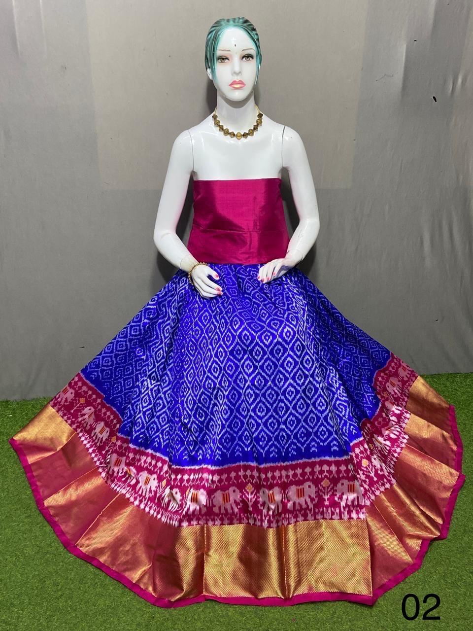 Blue Pure handloom pochampally ikkat silk lehenga