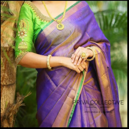 Purple and green Uppada tissue sarees