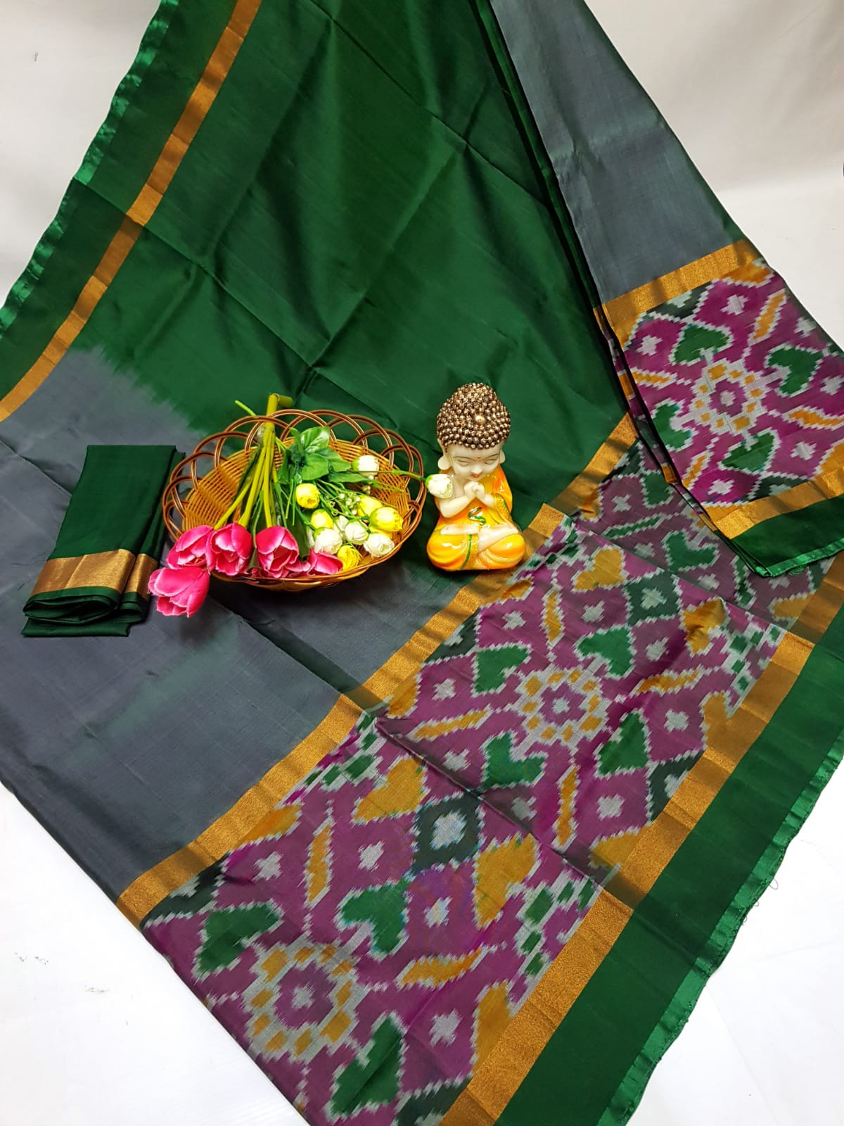 Uppada silk sarees with big pochampally border