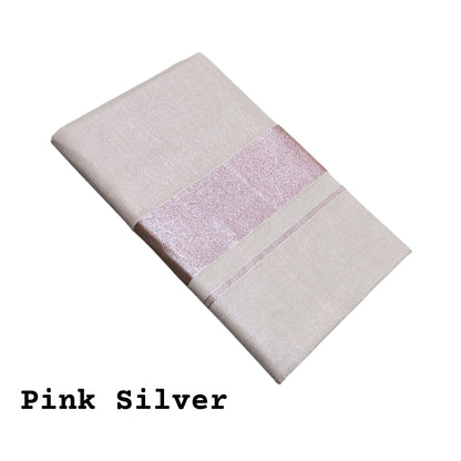 Pink Silver Kerala tissue onam Kasavu sarees