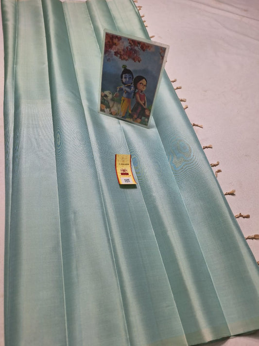 Pastel blue Pure kanchipuram plain silk sarees