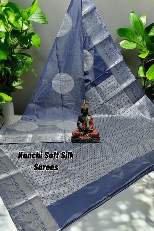 Bluish grey soft silk sarees