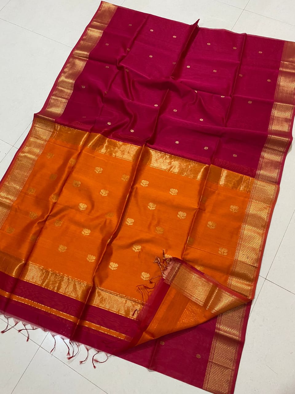 Red and Orange Maheshwari sarees