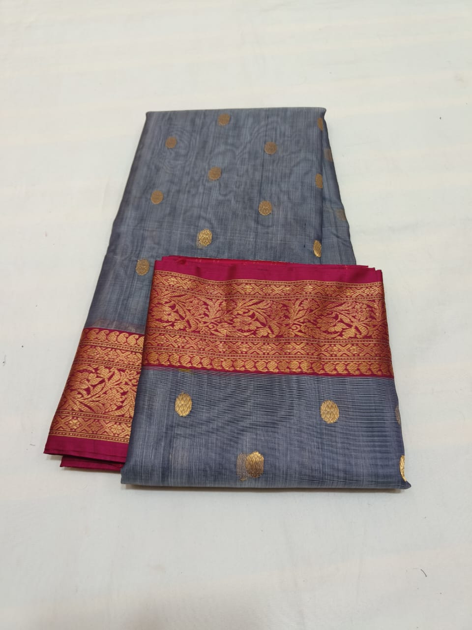 Gray chanderi katan silk sarees