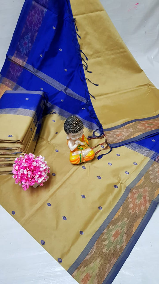 Sandal Tripura silk sarees with Pochampally border