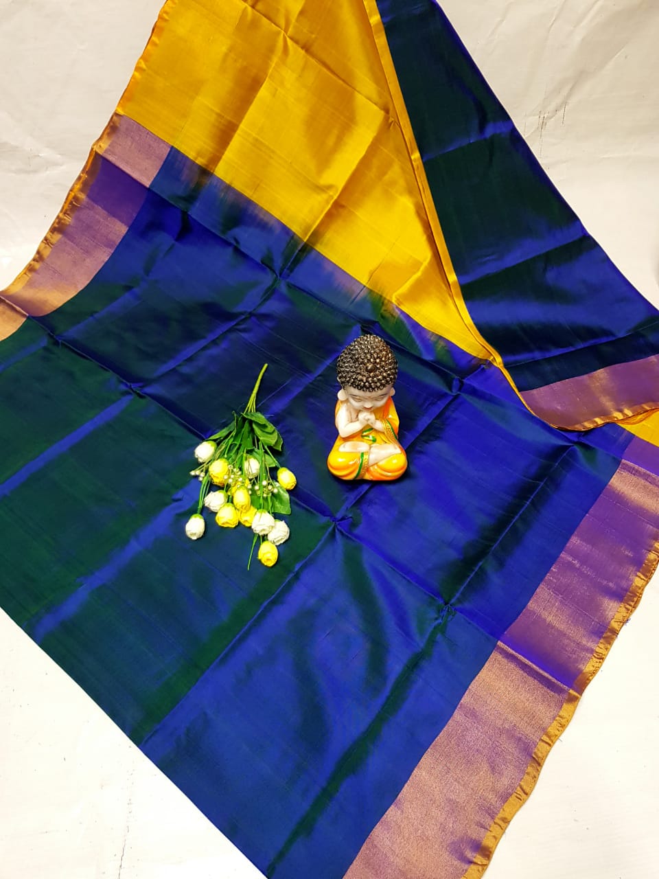 Navy blue uppada plain silk sarees