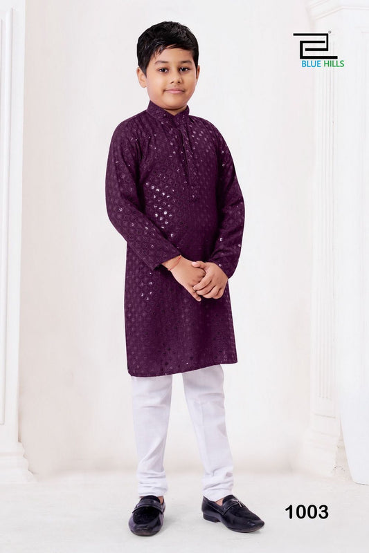 Dark wine Rayon chikankari kurta set