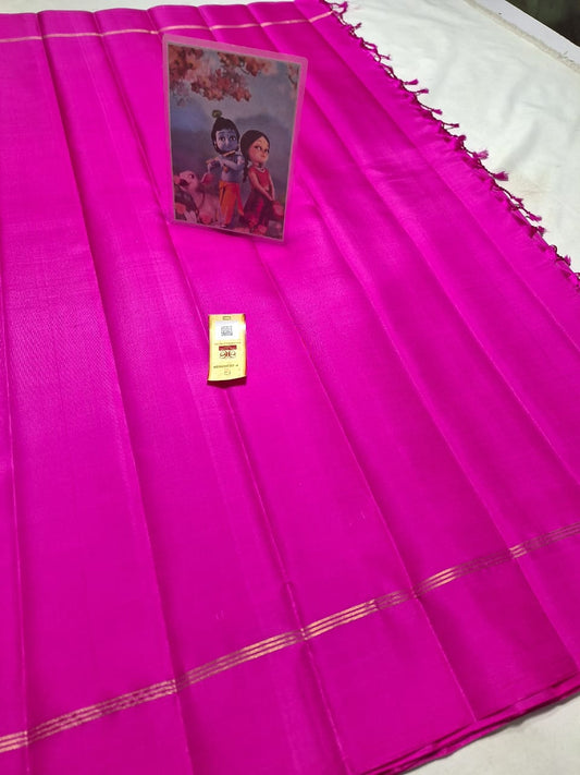 Pink Pure kanchipuram plain silk sarees