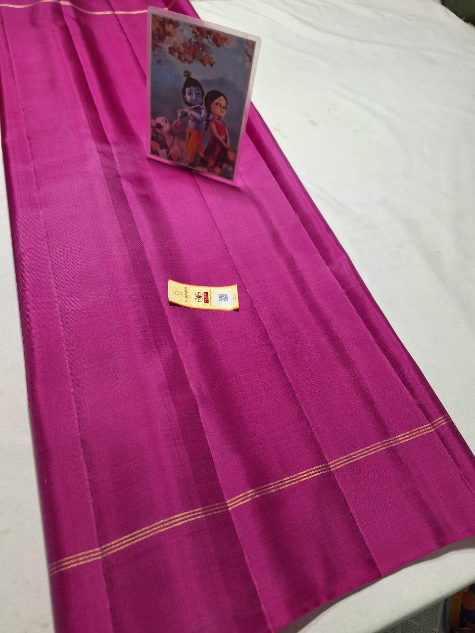 Magenta Pure kanchipuram plain silk sarees