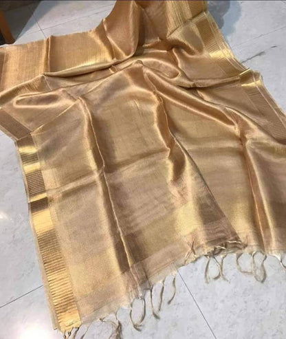 Gold Pure Tussar tissue silk sarees