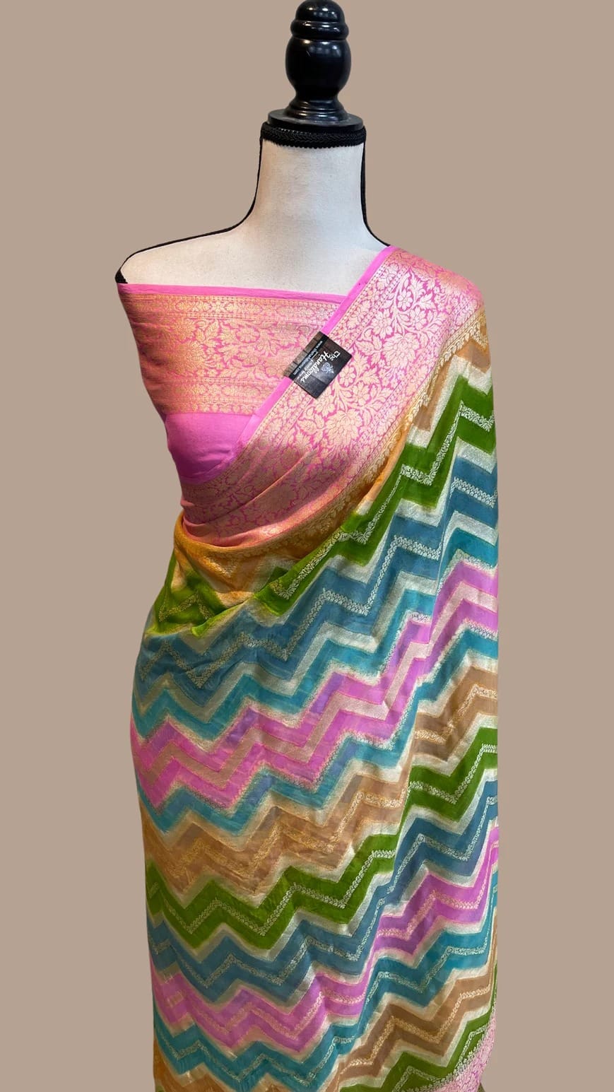 Multicolor pure handloom banarasi chiffon sarees