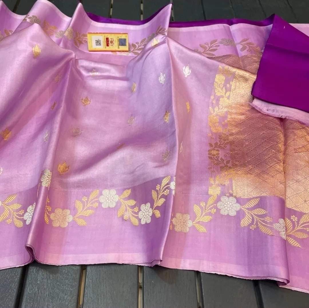 Pink Banarasi kora organza sarees