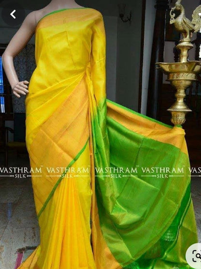 Yellow and green Uppada big border sarees