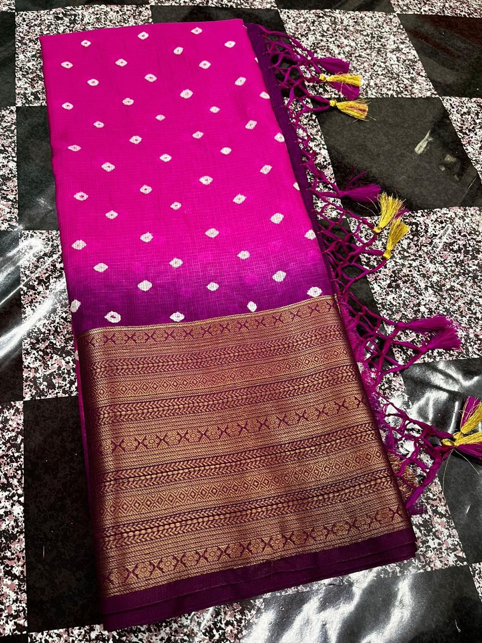 Dark pink Banarasi muga silk sarees