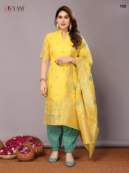 Yellow chanderi readymade suits