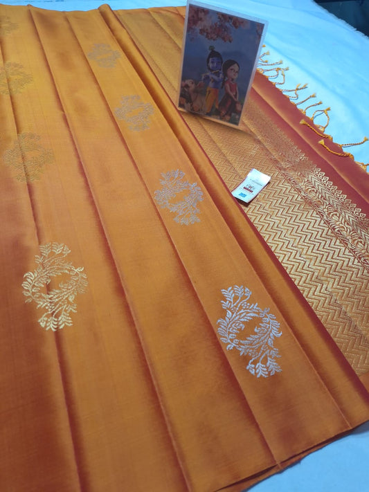 Mustard Pure kanchipuram soft silk sarees