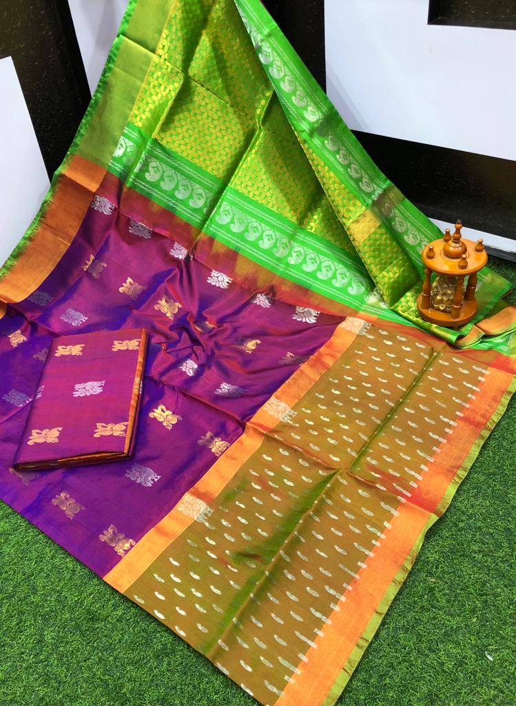 Uppada silk sarees with jamdani butta