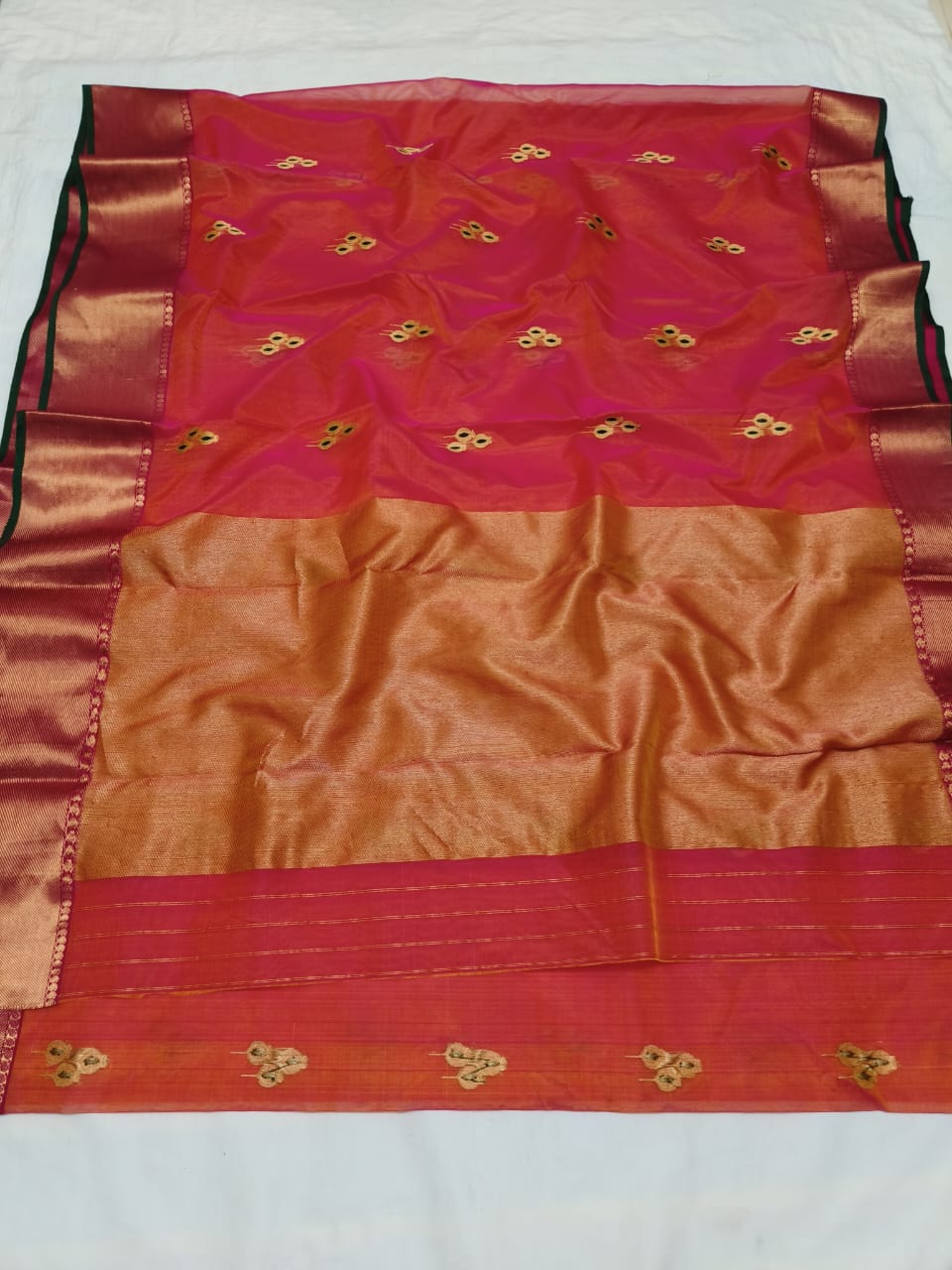 Orange chanderi katan silk sarees