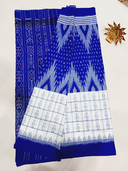 Royal blue ikkat mercerised Cotton sarees